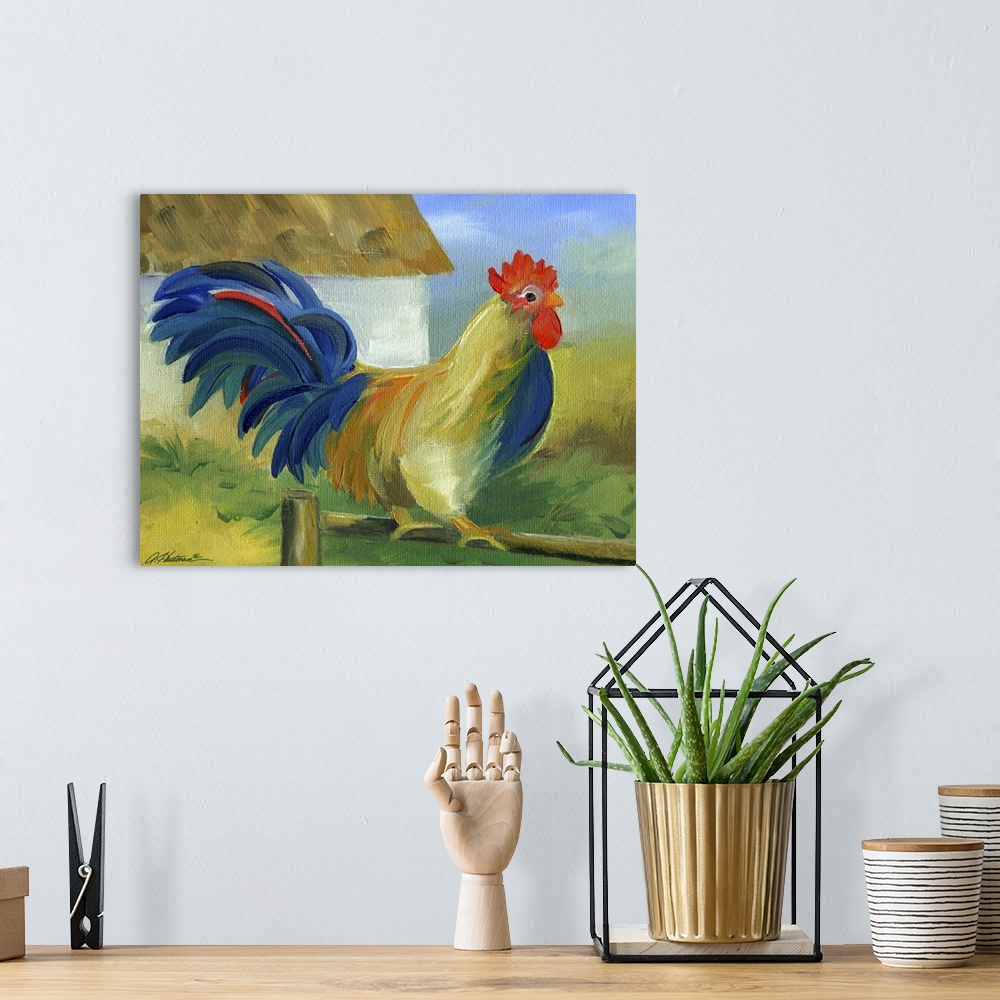A bohemian room featuring Rooster on a Fence