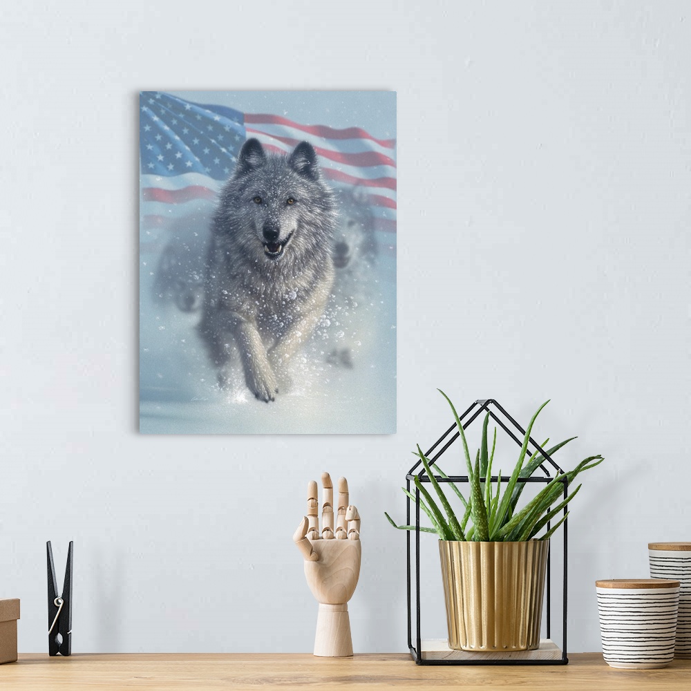 A bohemian room featuring Running Wolves America