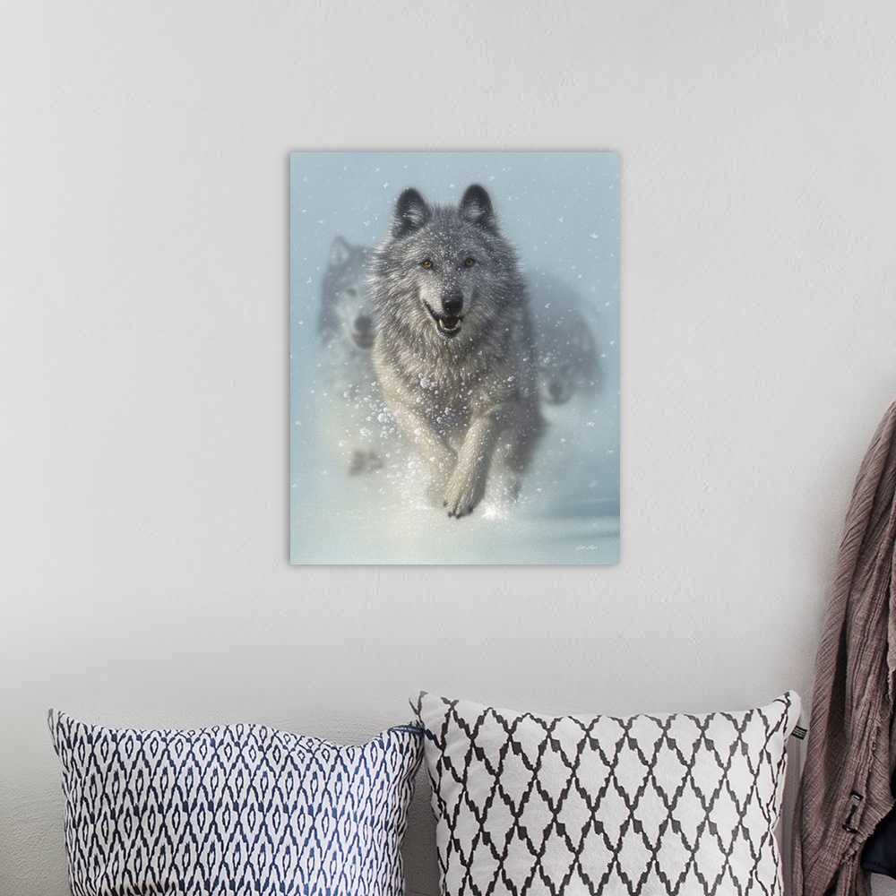 A bohemian room featuring Running Wolves - Snow Plow