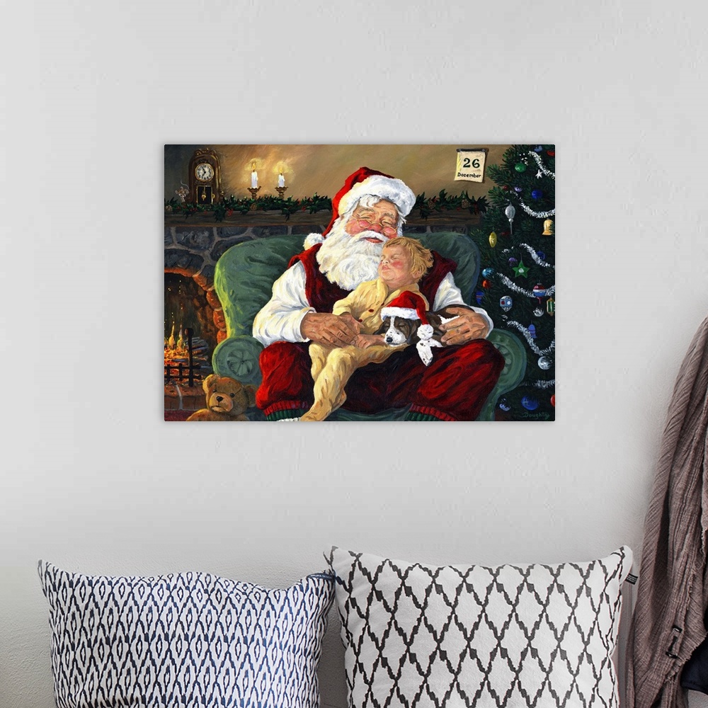 A bohemian room featuring Santa with Child
