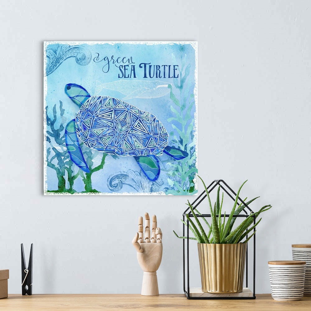 A bohemian room featuring Sea Glass Turtle 2