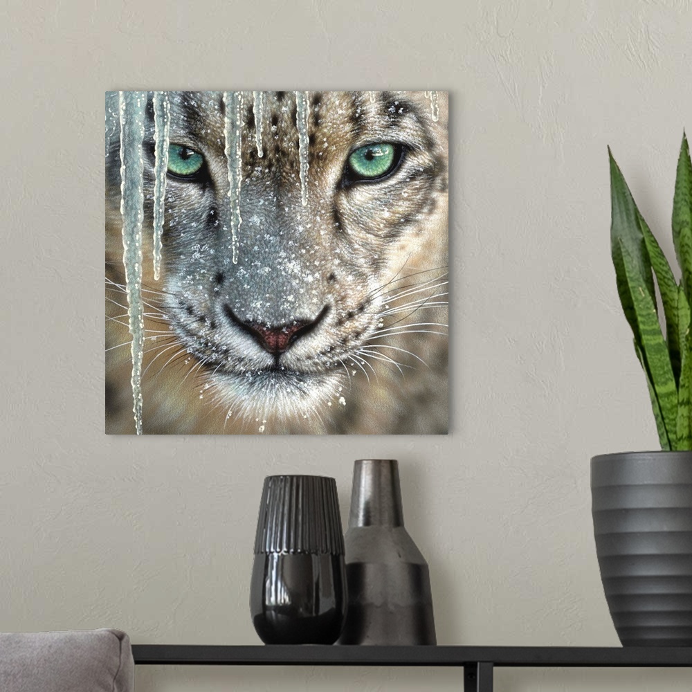 A modern room featuring Snow Leopard - Blue Ice