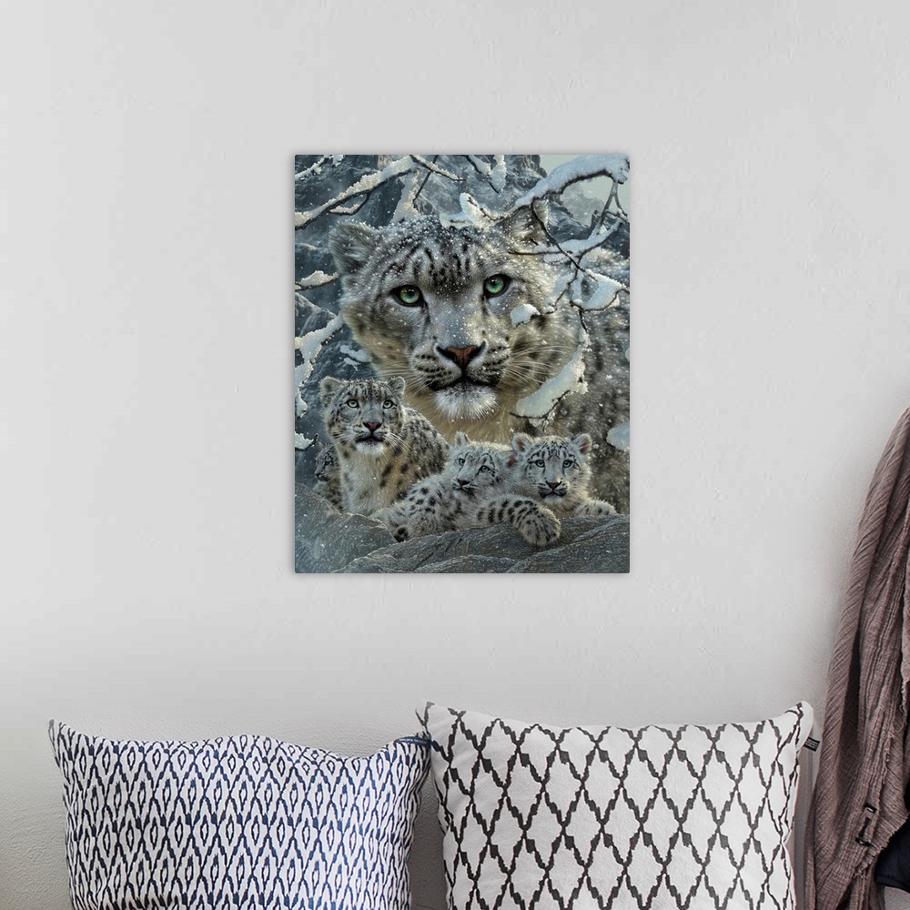 A bohemian room featuring Snow Leopard Collage