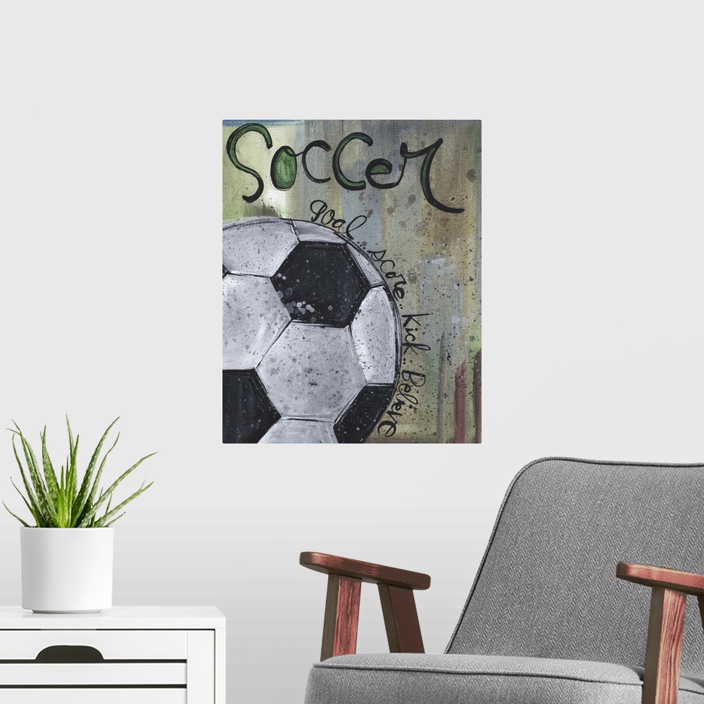A modern room featuring Soccer Ball