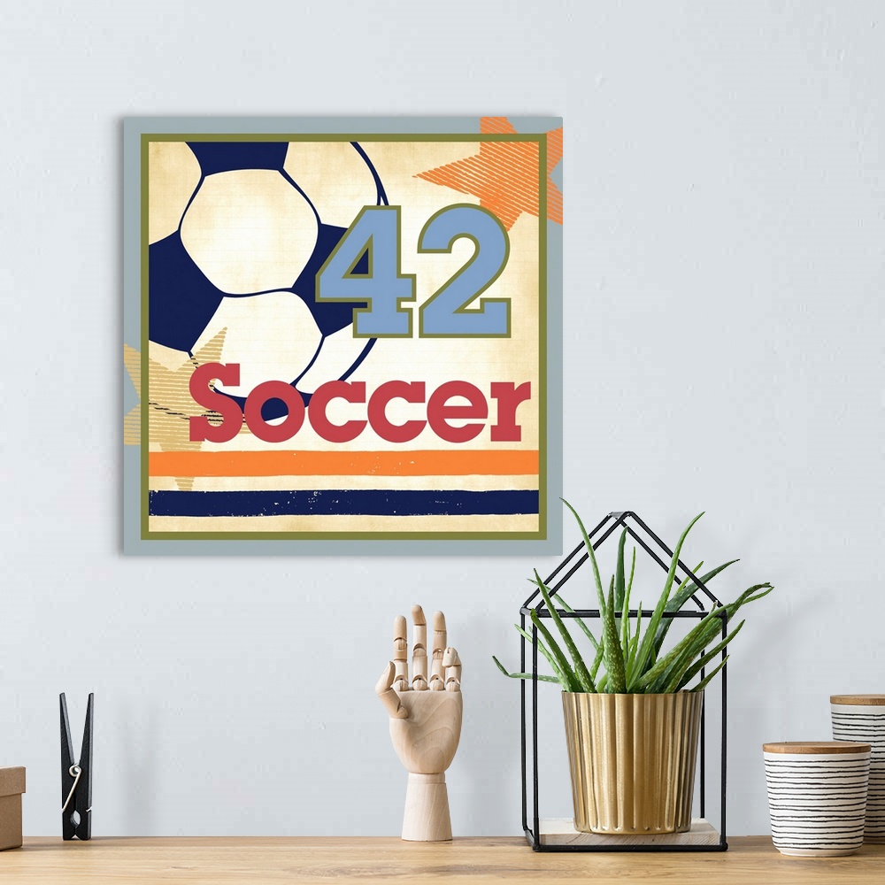 A bohemian room featuring Soccer Graphic Art