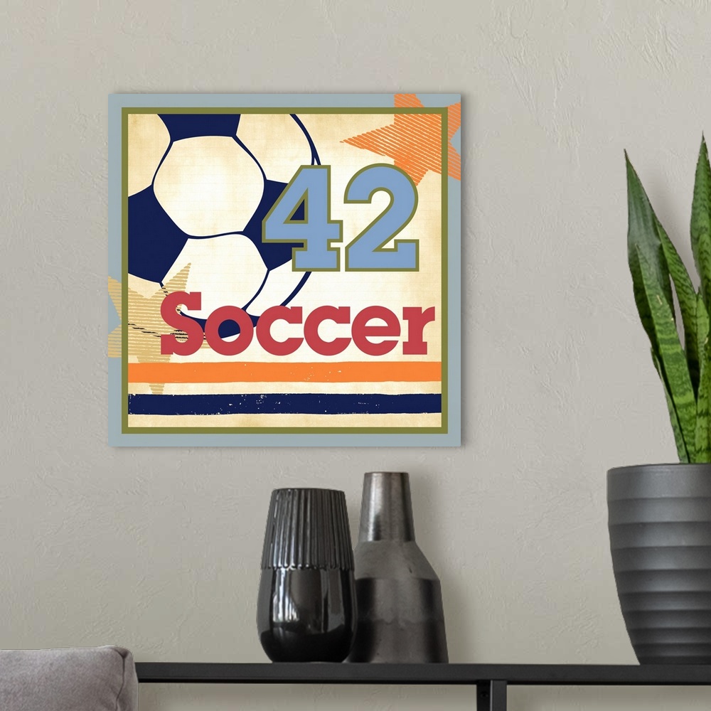 A modern room featuring Soccer Graphic Art