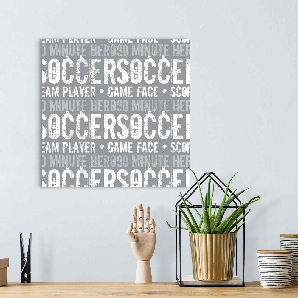A bohemian room featuring Soccer Typography Art