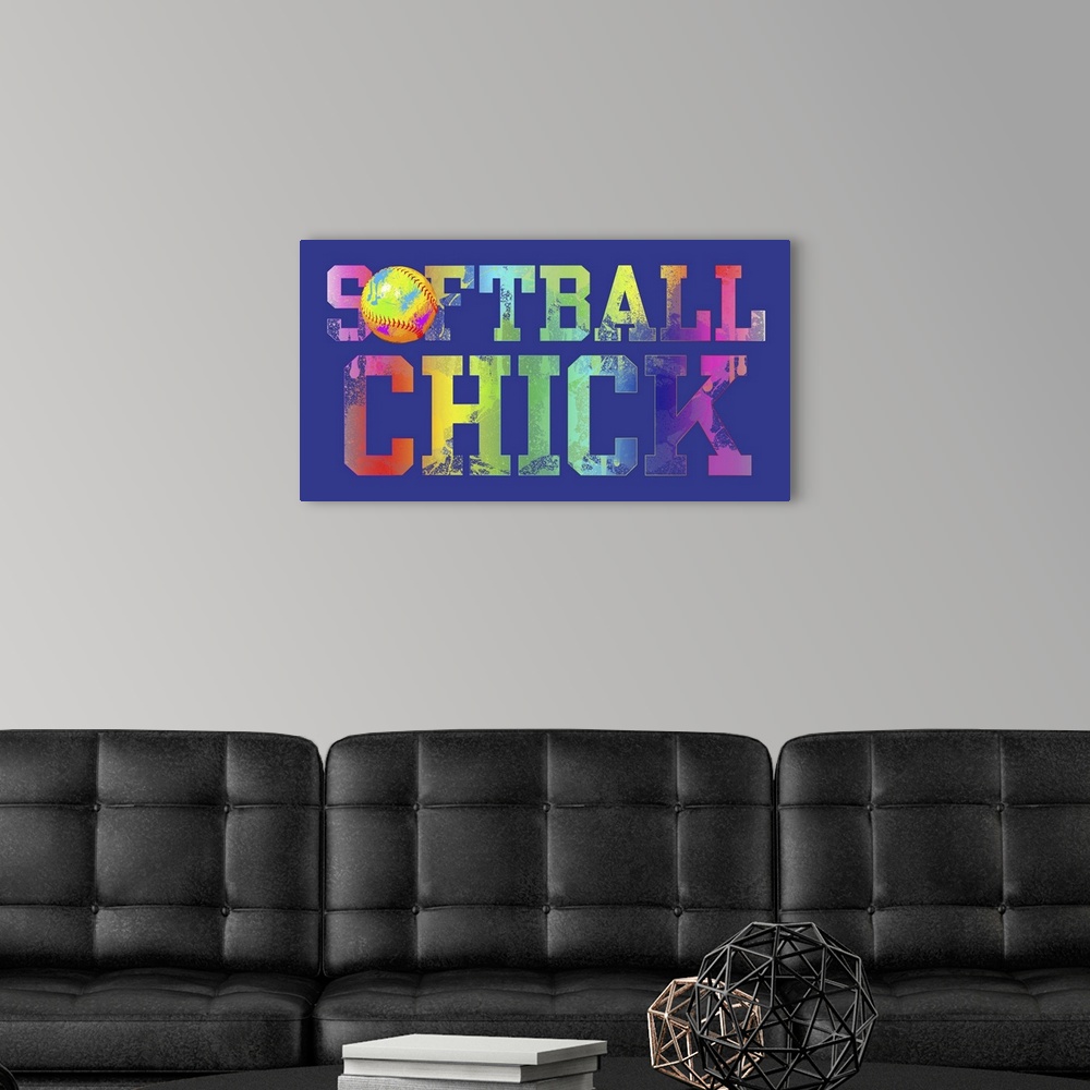 A modern room featuring Softball chick
