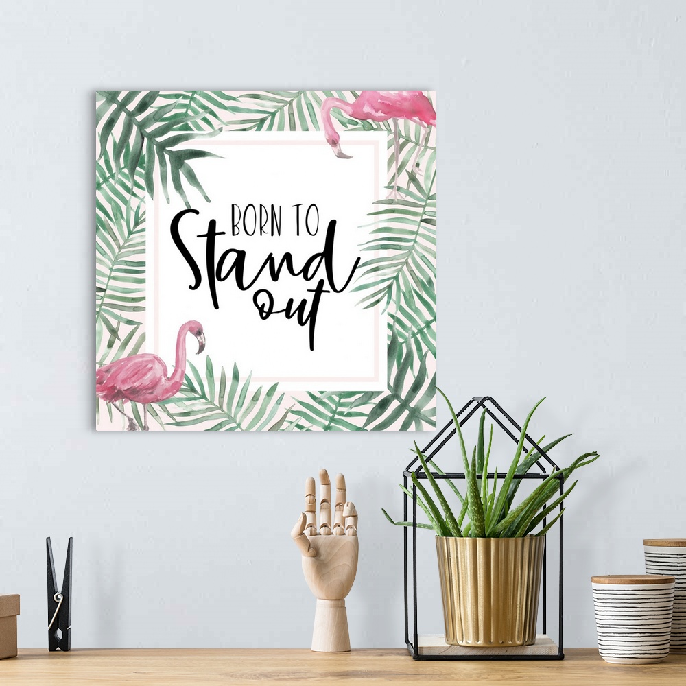 A bohemian room featuring Stand Out Flamingo