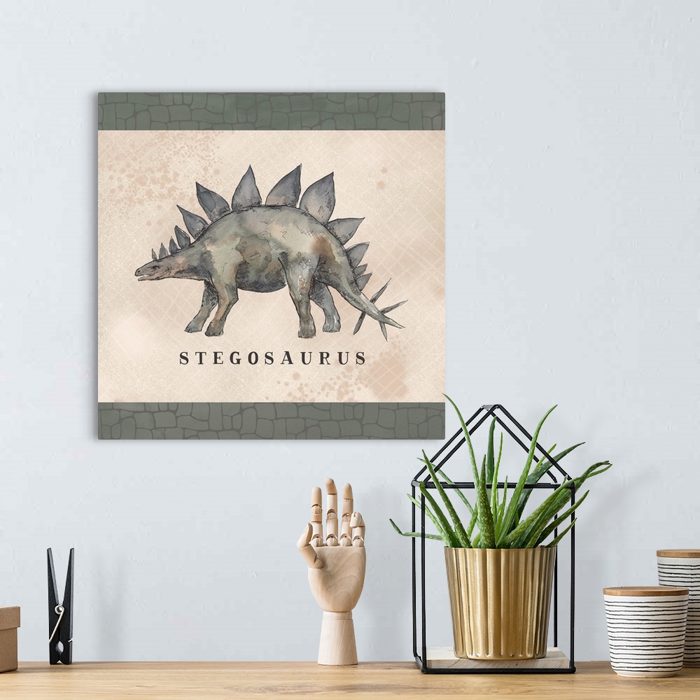 A bohemian room featuring Stegosaurus