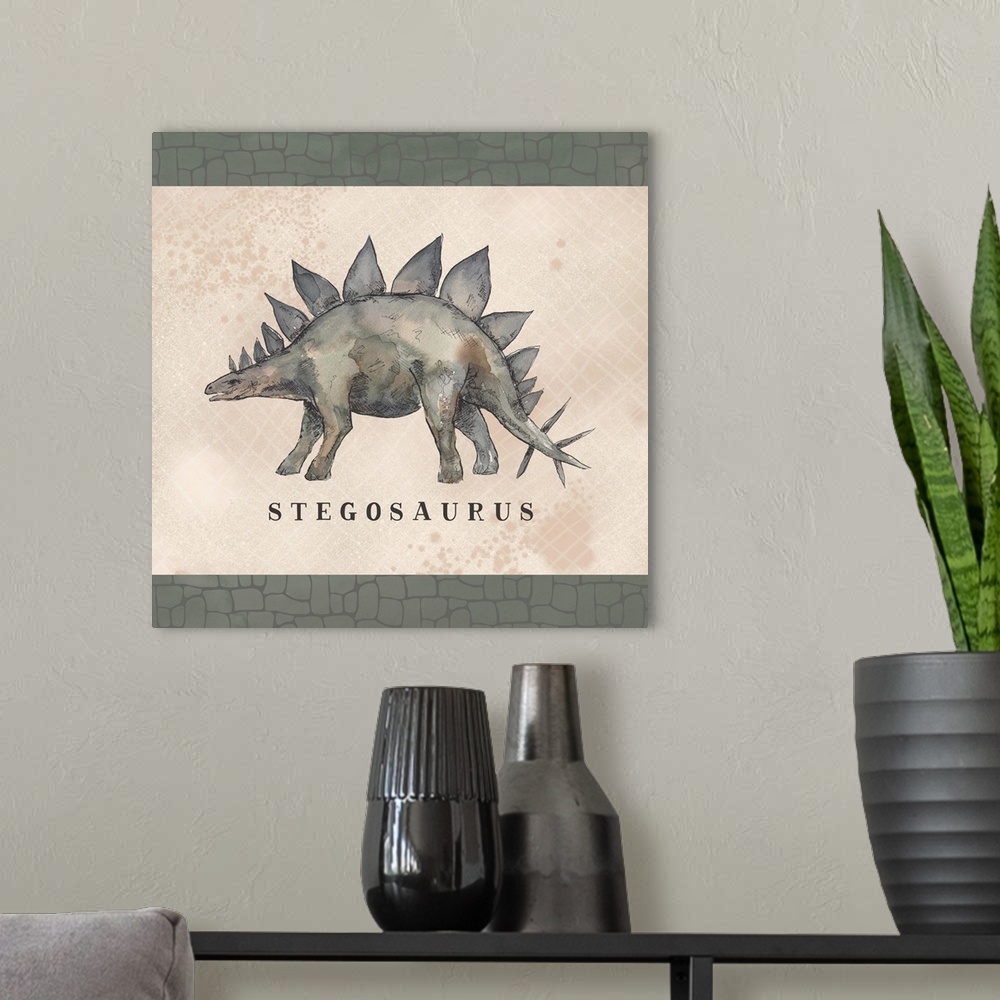 A modern room featuring Stegosaurus