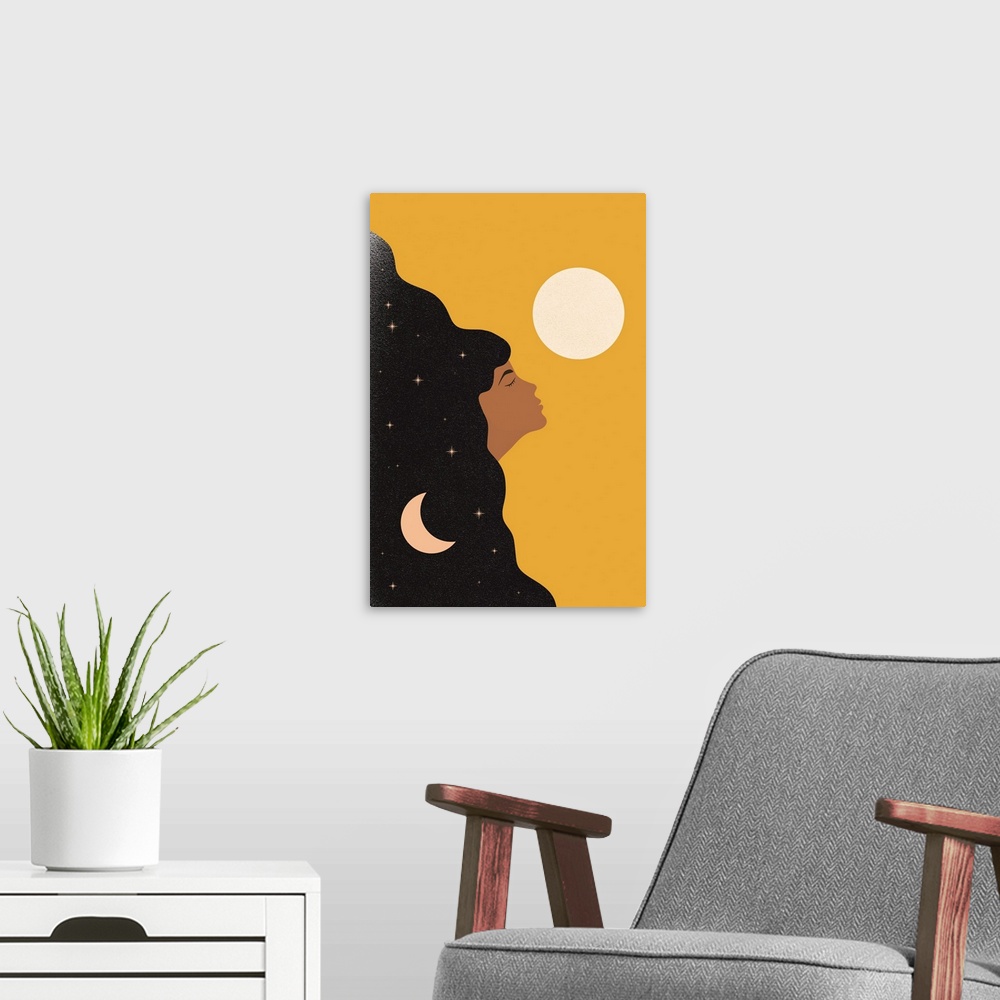 A modern room featuring Sun and Moon