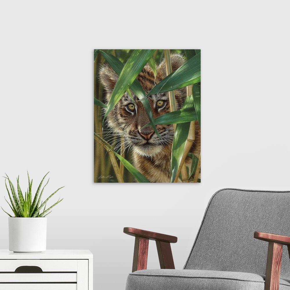 A modern room featuring Tiger Cub - Peekaboo