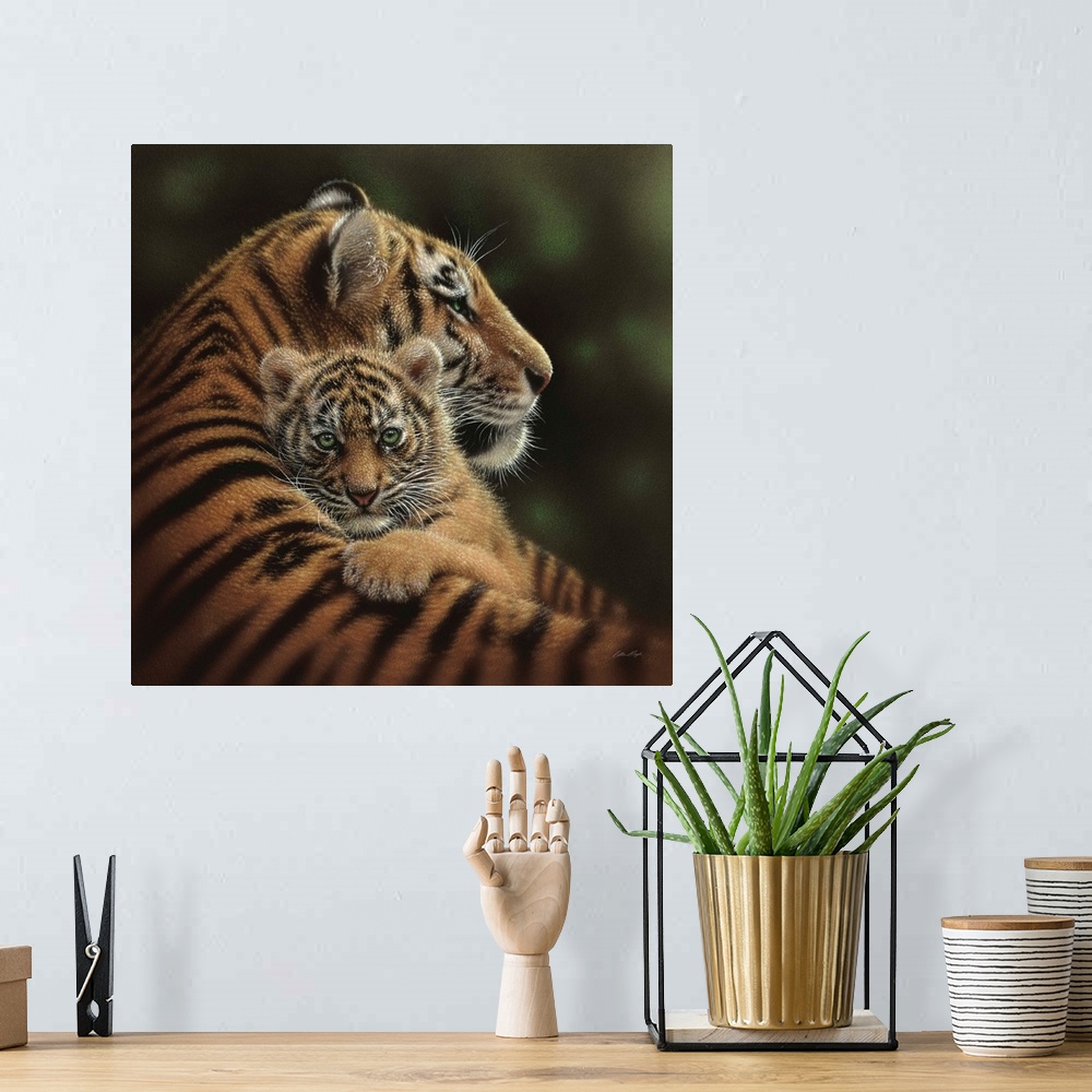 A bohemian room featuring Tiger Mother and Cub - Cherished