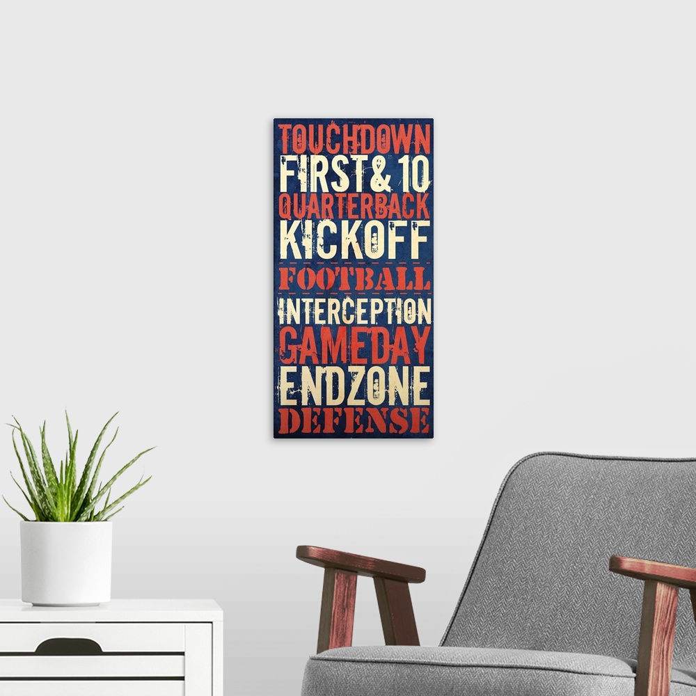 A modern room featuring Touchdown Typography Art - Color