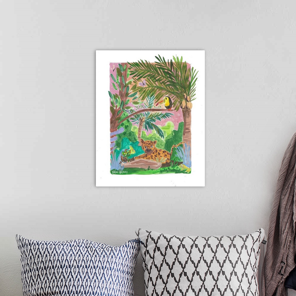 A bohemian room featuring Tropical Animals I
