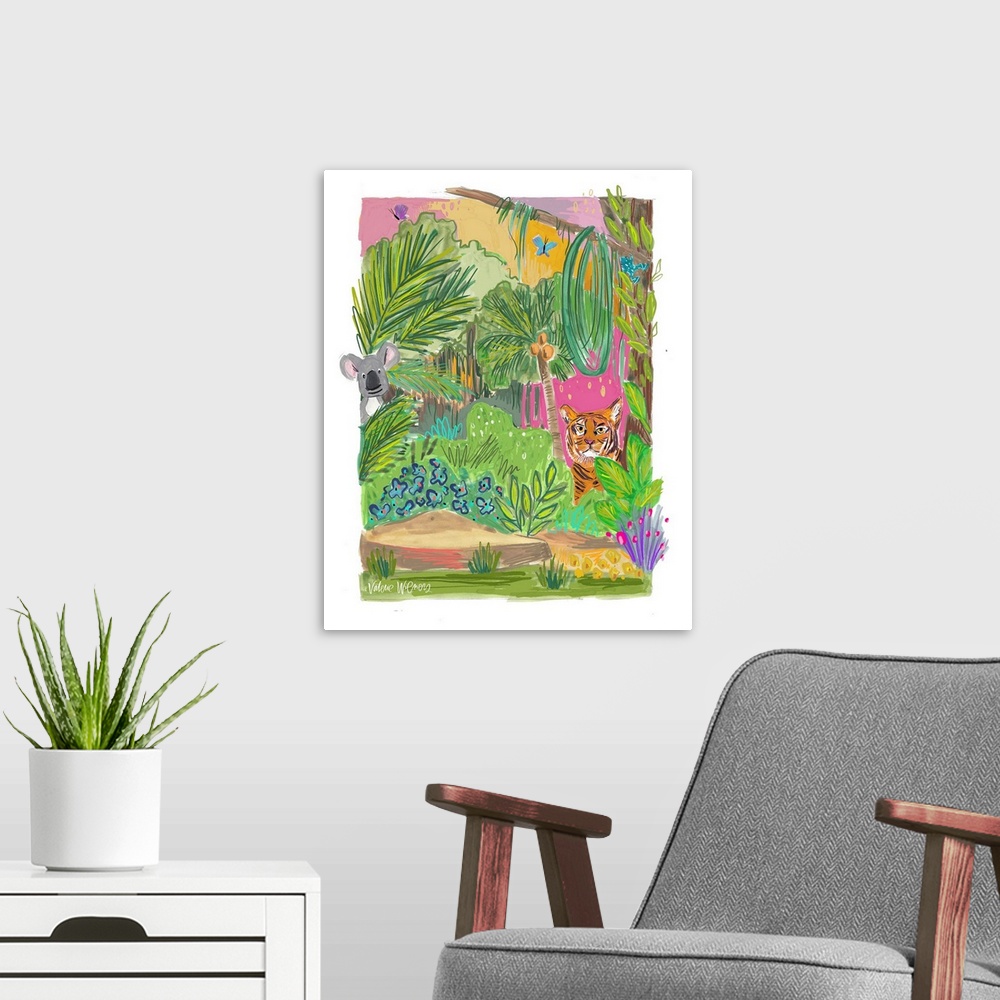 A modern room featuring Tropical Animals II