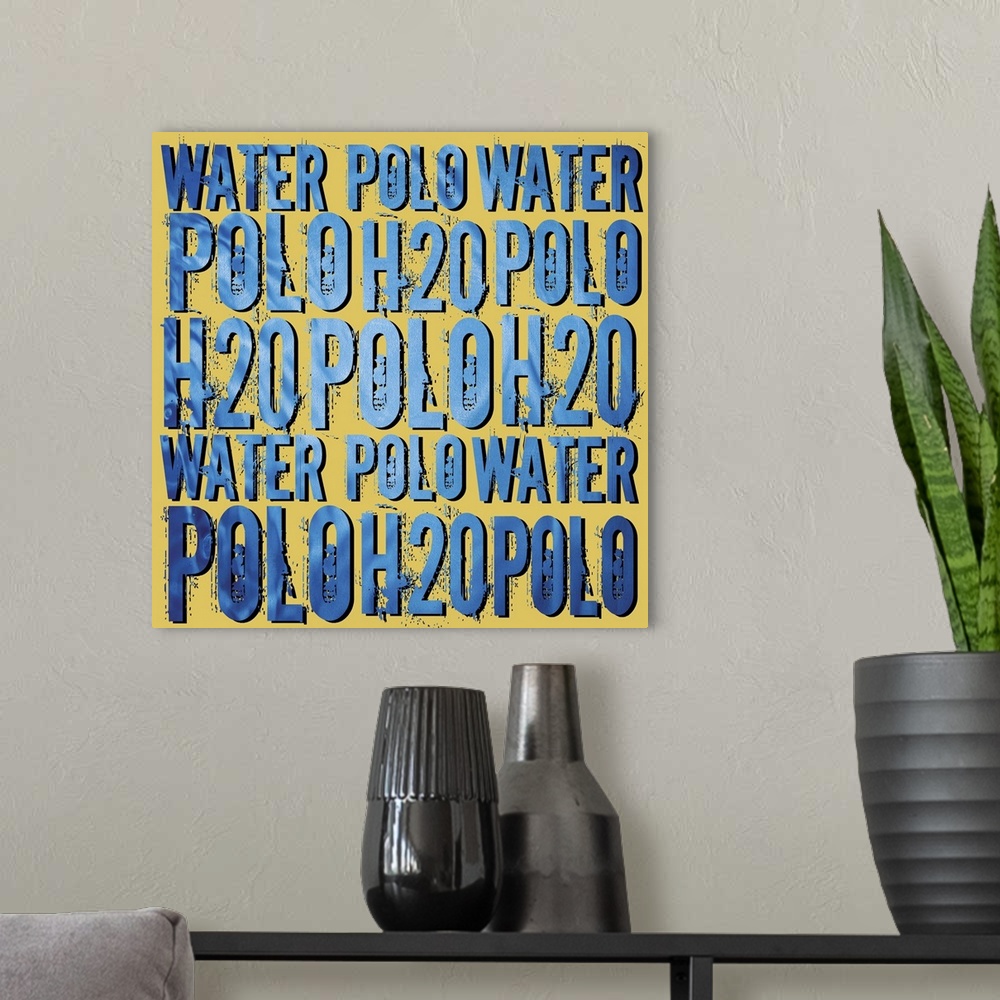 A modern room featuring Water Polo Typography Art