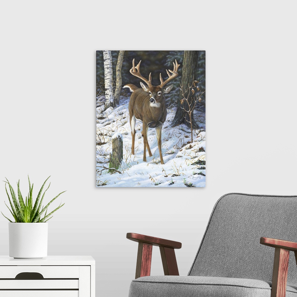 A modern room featuring Whopper Whitetail