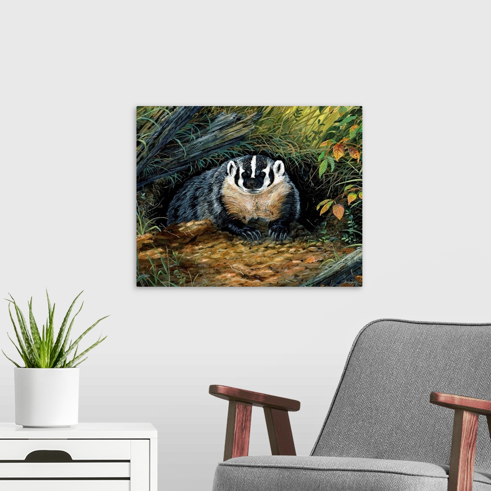 A modern room featuring Wisconsin Badger