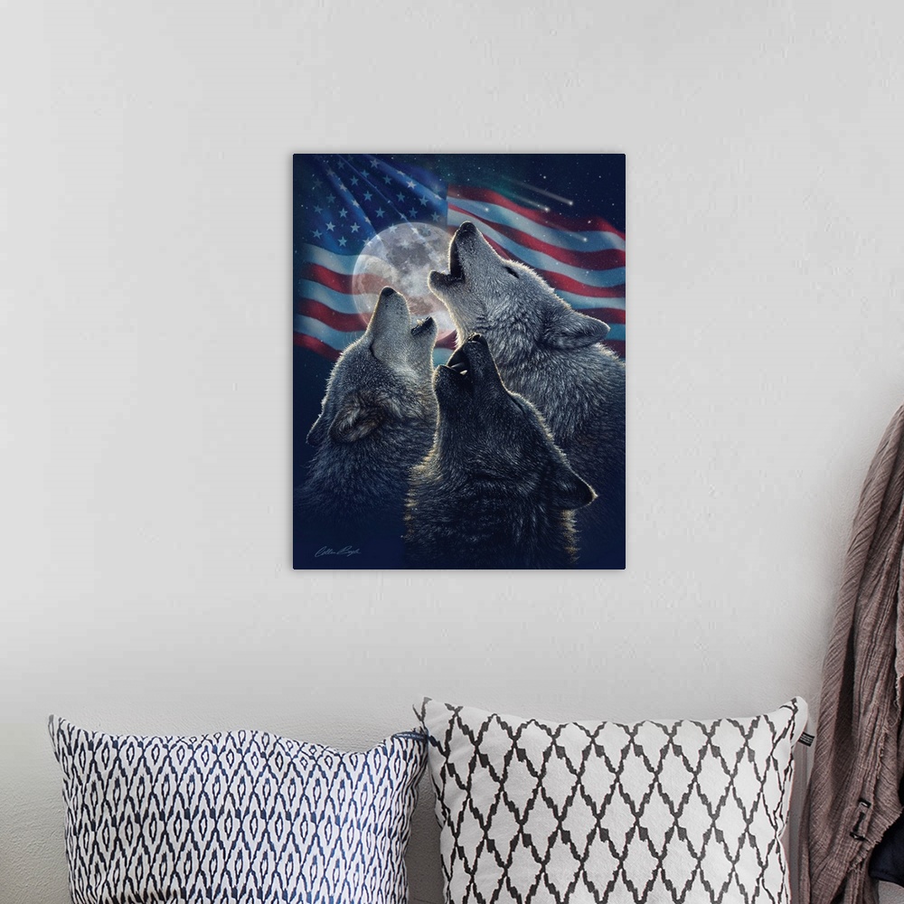 A bohemian room featuring Wolf Trinity Patriotic