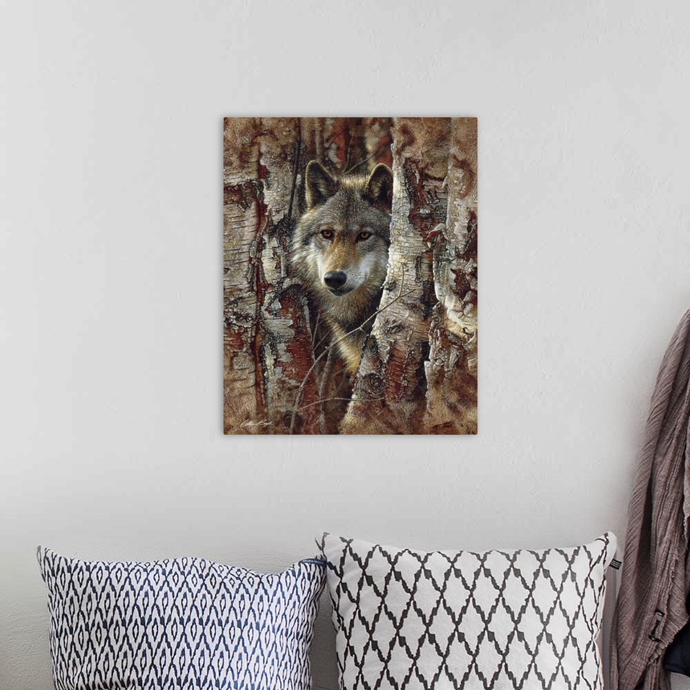 A bohemian room featuring Wolf - Woodland Spirit