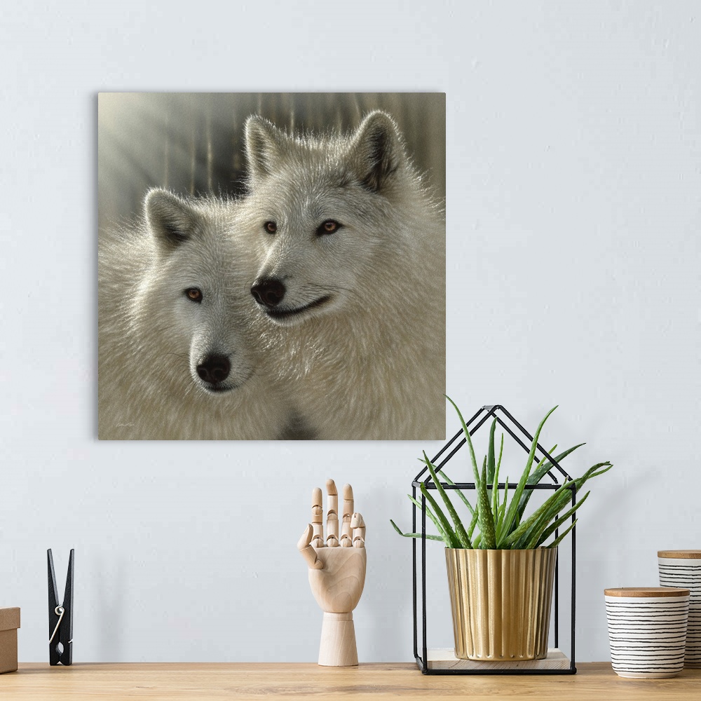 A bohemian room featuring Wolves - Sunlit Soulmates