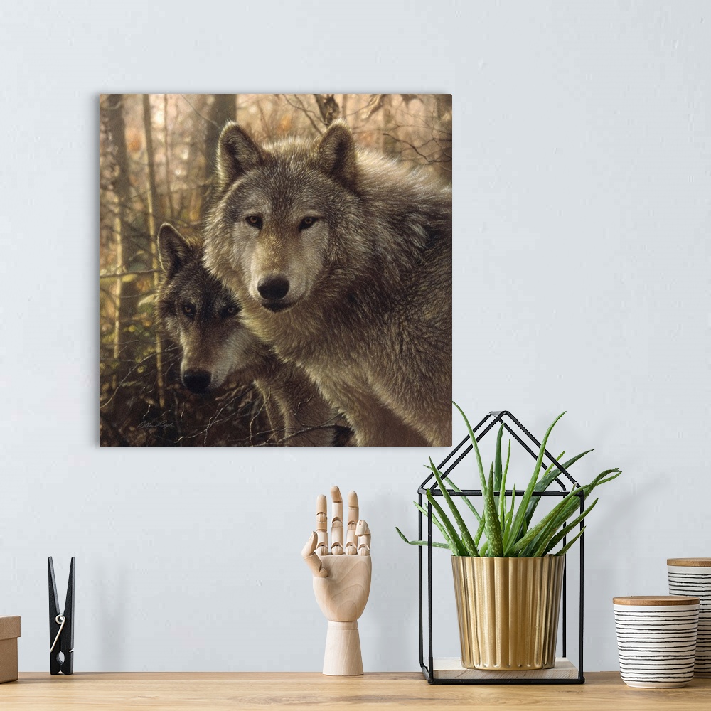 A bohemian room featuring Wolves - Woodland Companions