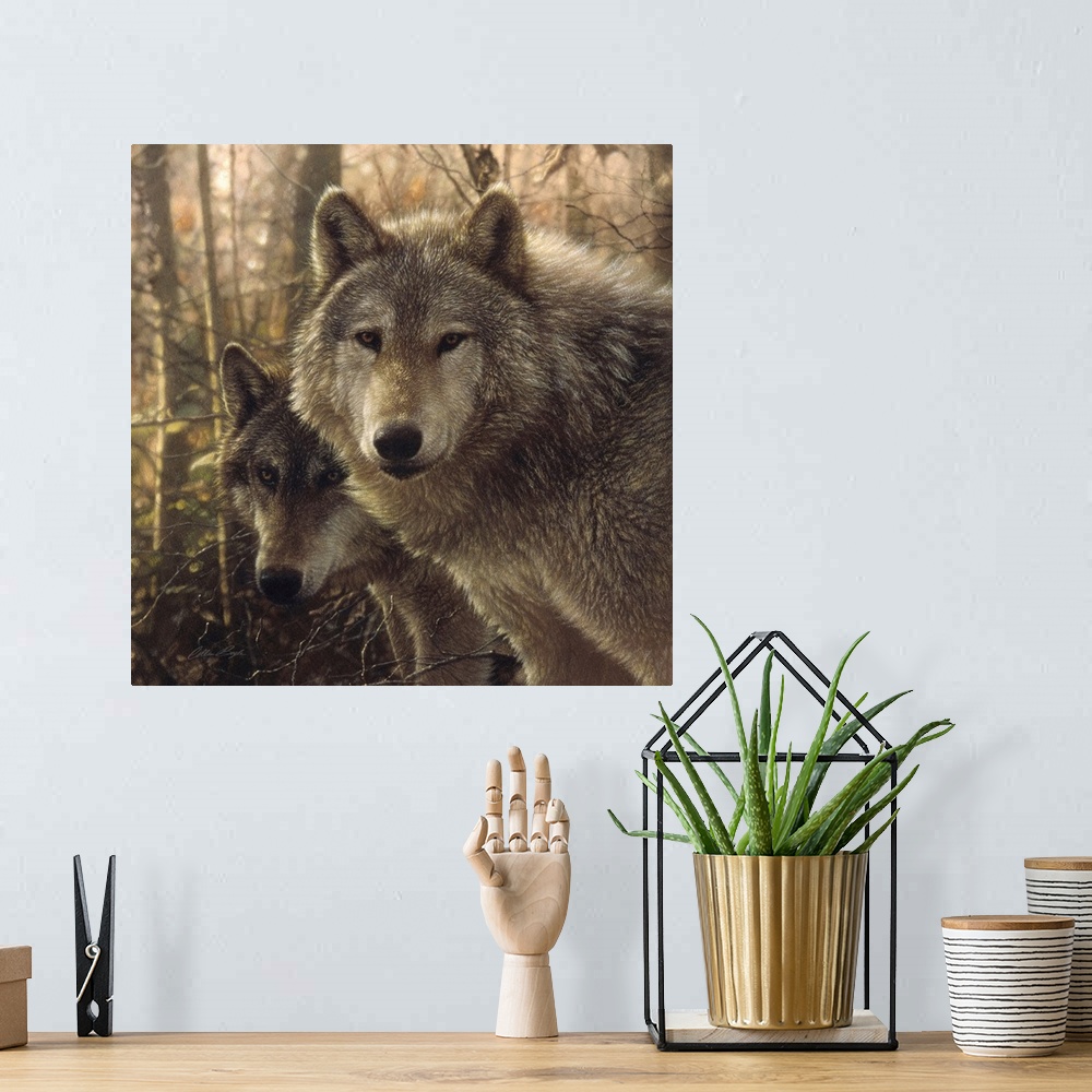 A bohemian room featuring Wolves - Woodland Companions