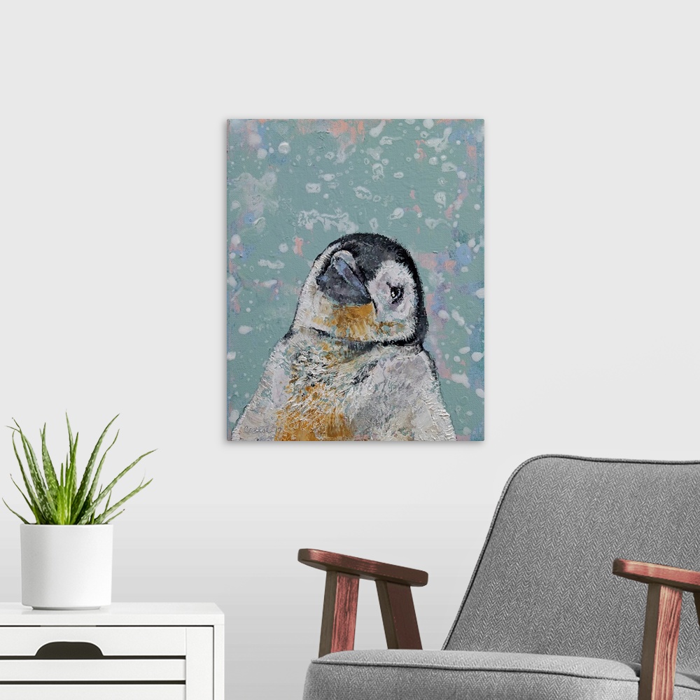 A modern room featuring Baby Penguin Snowflakes