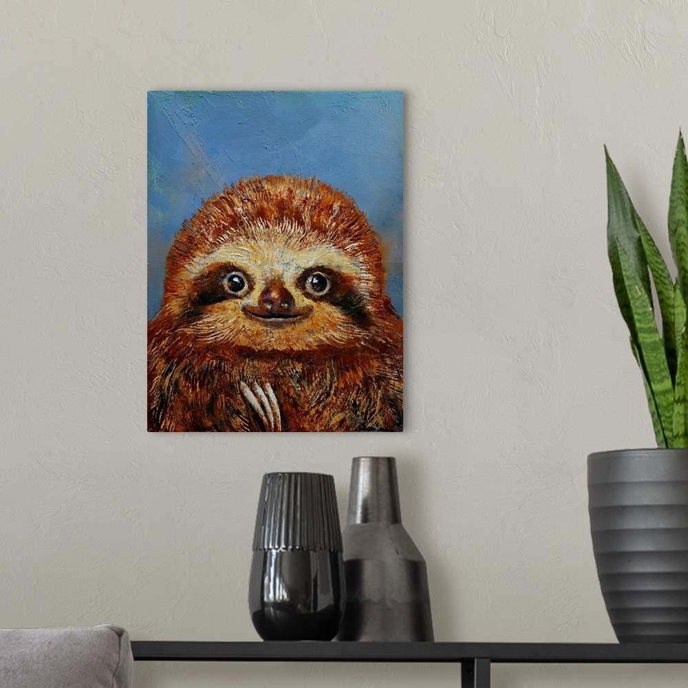 A modern room featuring Baby Sloth