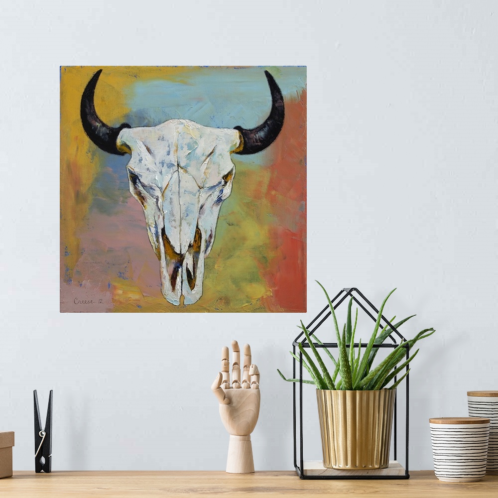 A bohemian room featuring Bison Skull