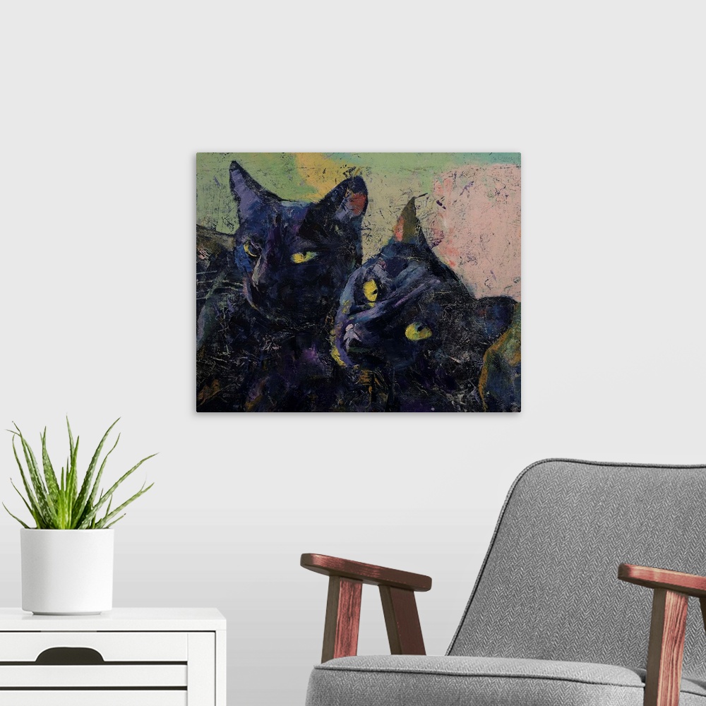A modern room featuring Black Cats