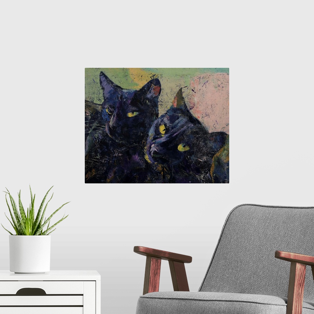 A modern room featuring Black Cats