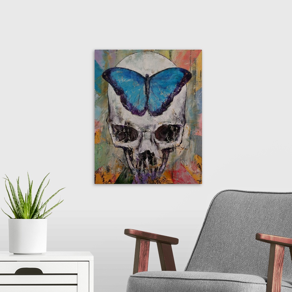 A modern room featuring Butterfly Skull