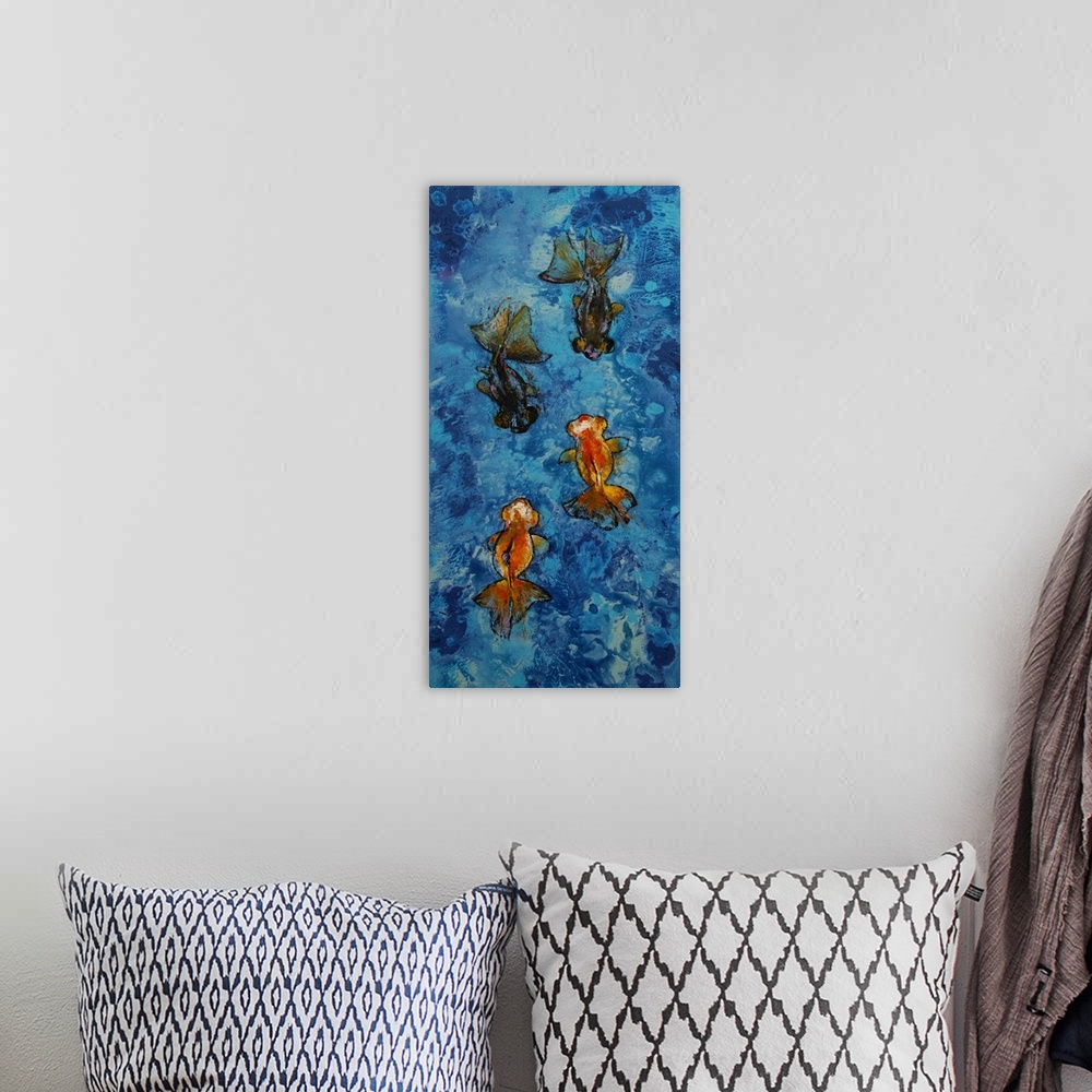 A bohemian room featuring Butterfly Tail Goldfish