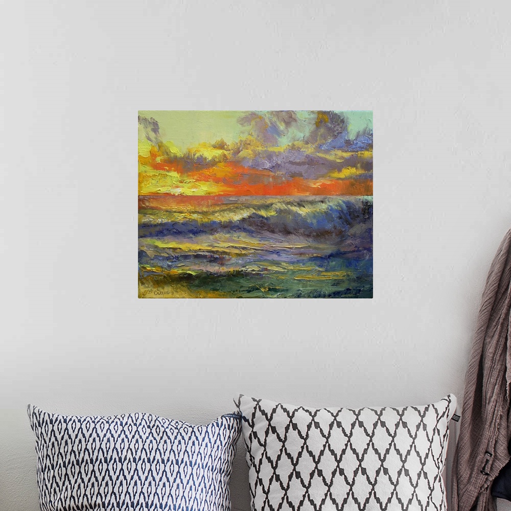A bohemian room featuring California Dreaming - Sunset Seascape
