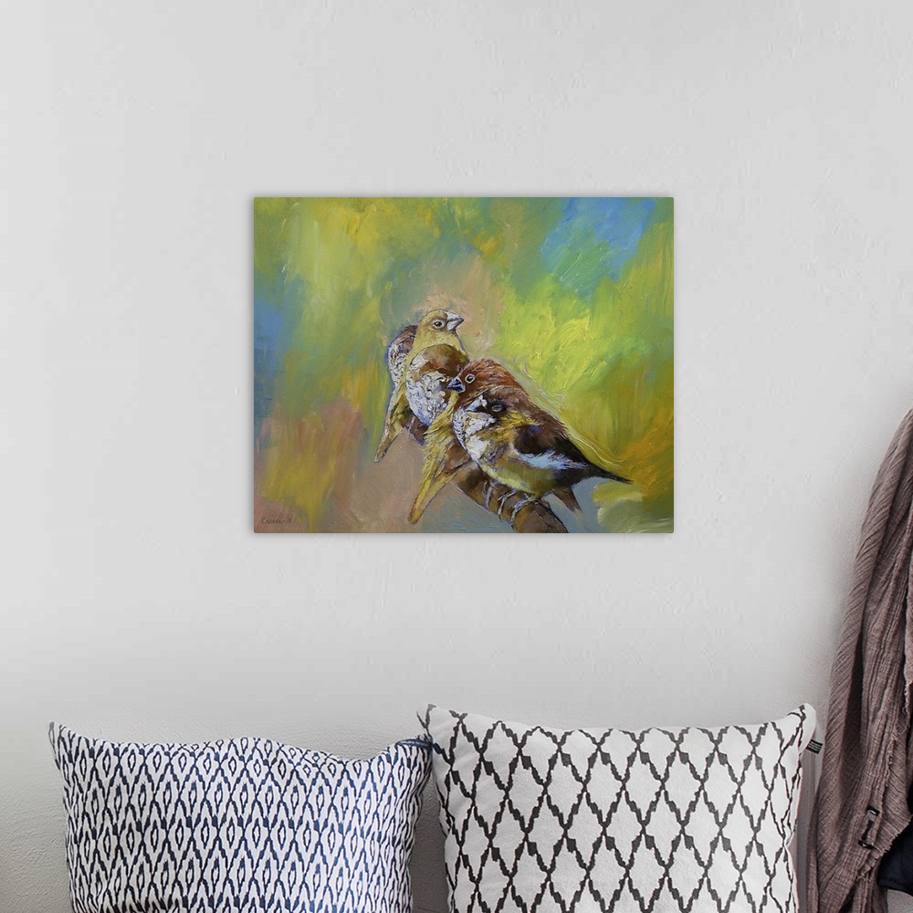 A bohemian room featuring Finches