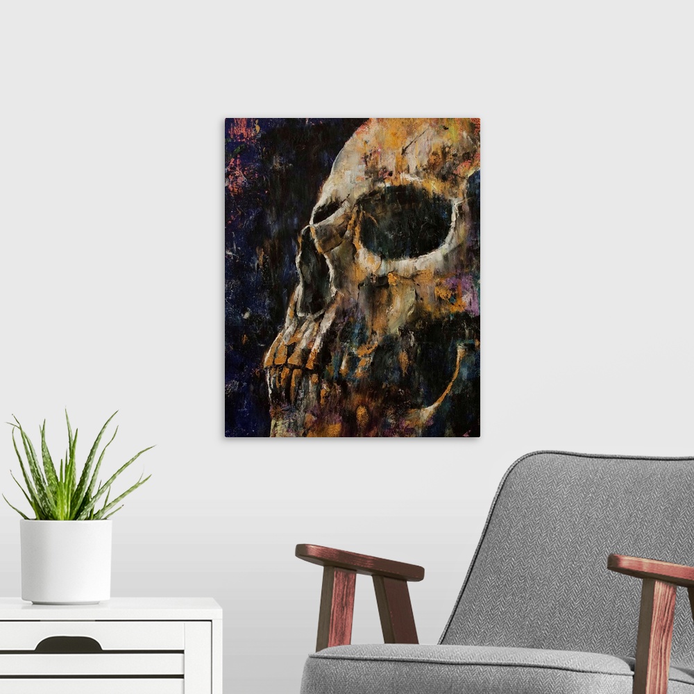A modern room featuring Gold Skull