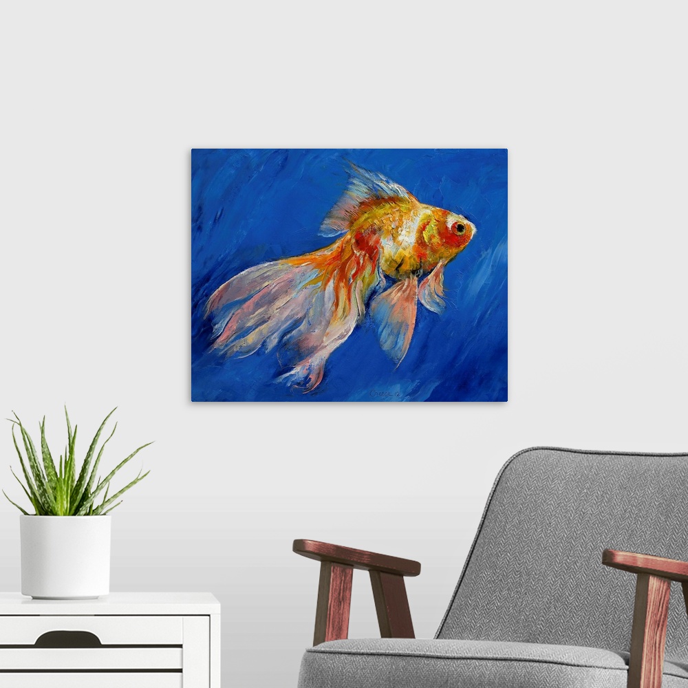 A modern room featuring Goldfish