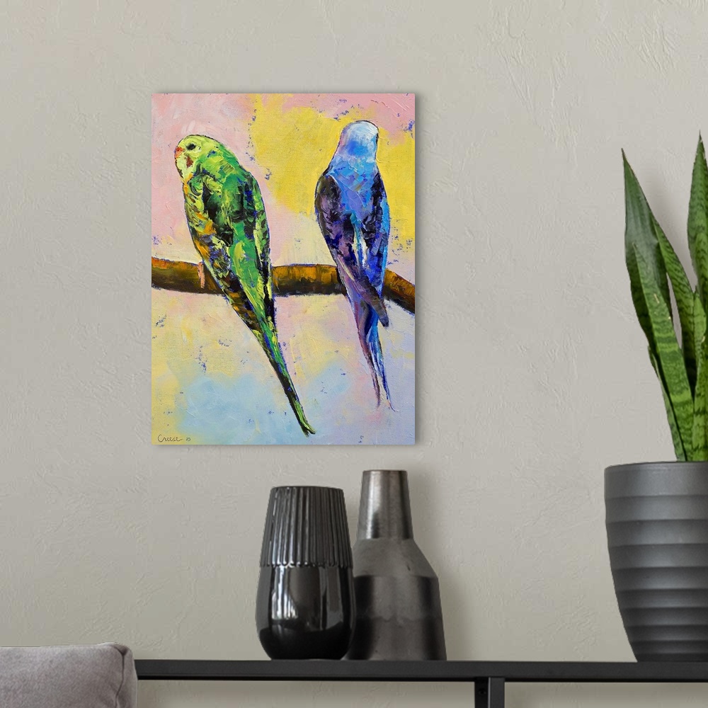 A modern room featuring Original oil on canvas painting by American artist Michael Creese.
