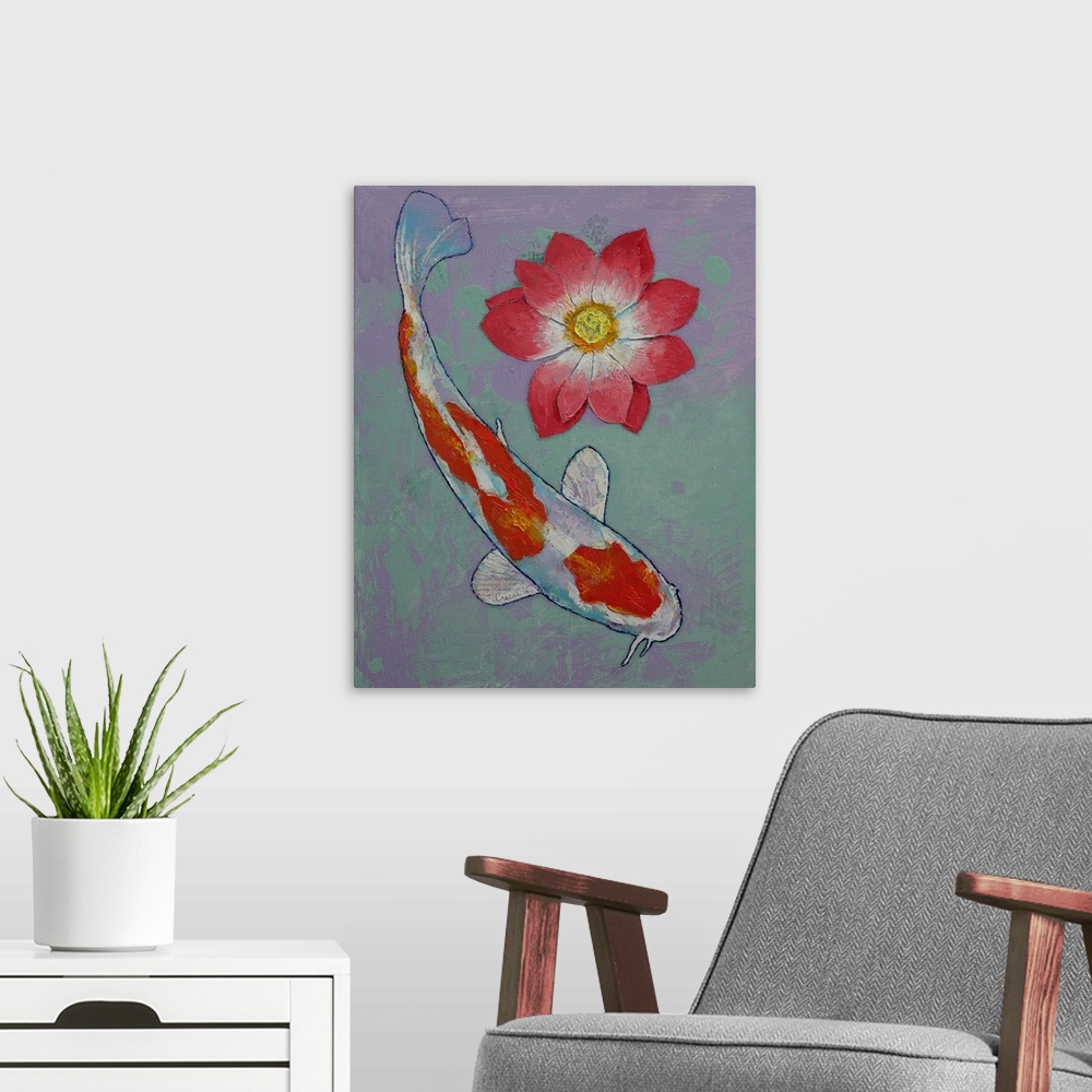 A modern room featuring Koi and Lotus