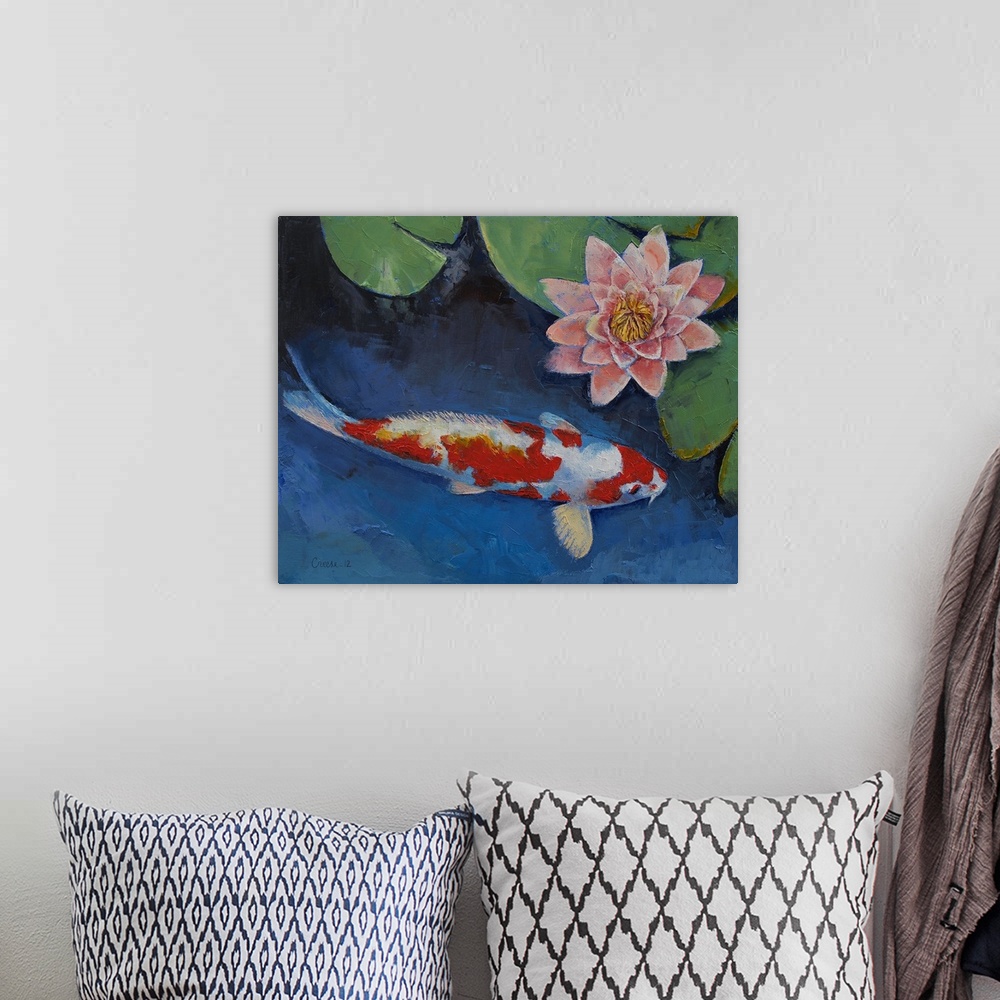 A bohemian room featuring Koi and Pink Water Lily