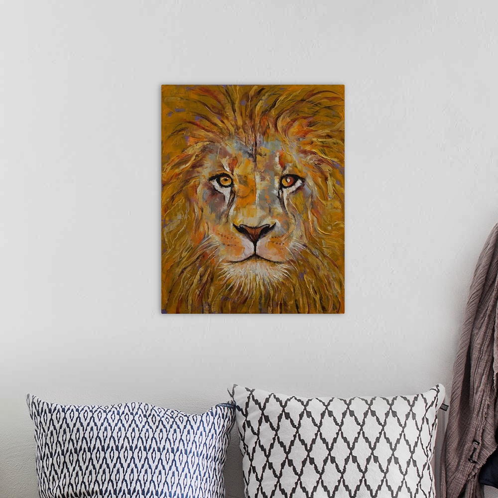 A bohemian room featuring Lion Portrait