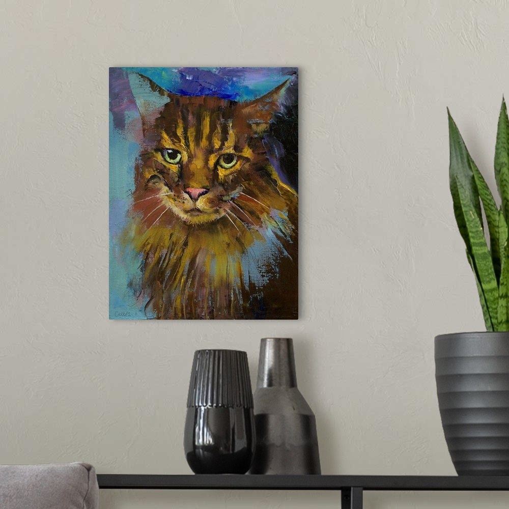 A modern room featuring Luna - Cat Portrait