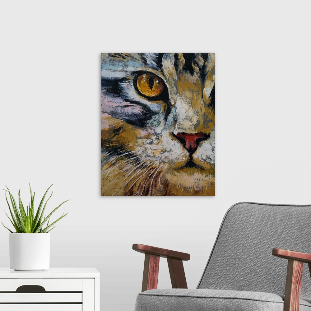 A modern room featuring Maine Coon - Cat Portrait