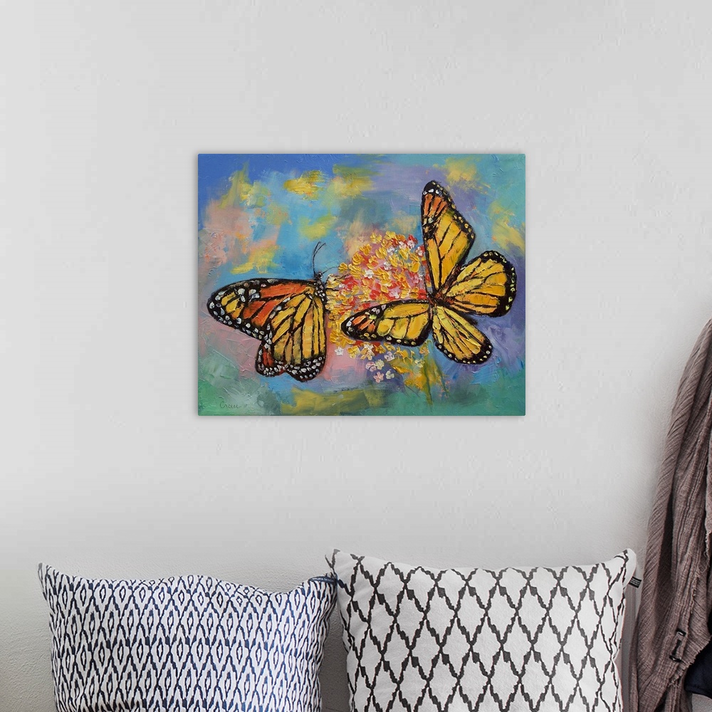 A bohemian room featuring Monarch Butterflies