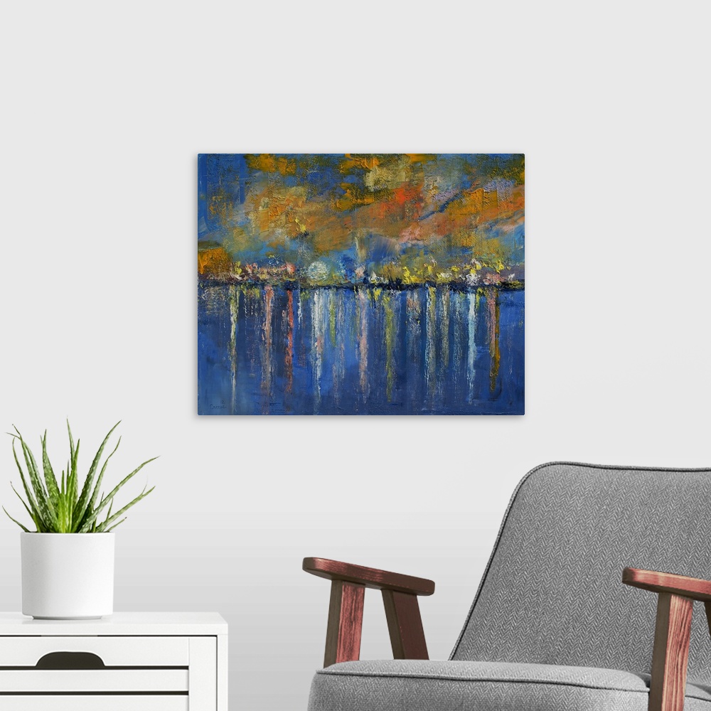 A modern room featuring Nocturne Seascape