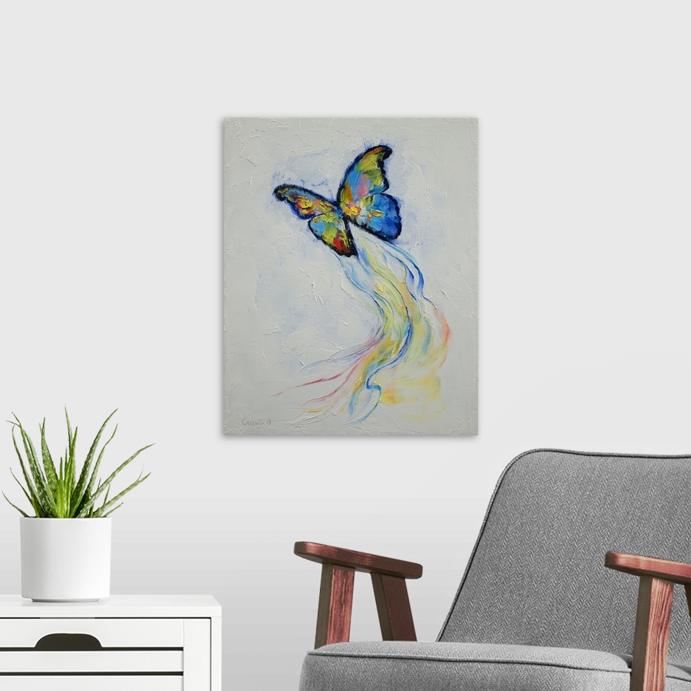 A modern room featuring Opal Butterfly