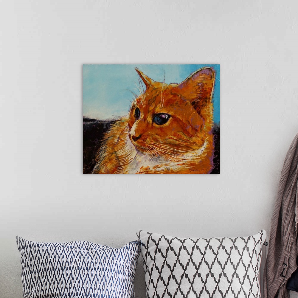 A bohemian room featuring Orange Tabby Cat